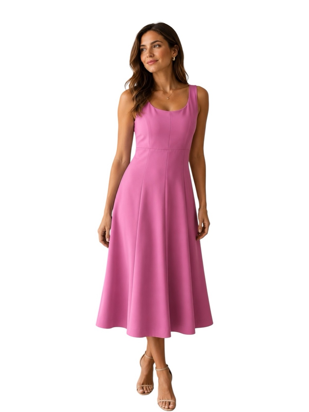 ANN TAYLOR Pink Fit & Flare Midi Dress Size 00 NWOT